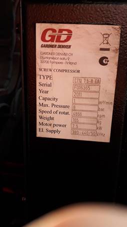 F016365  -  Ct10 7,5 – 8 Ea - Screw Compressor - Dt820 Kompressor